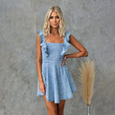 Chic Denim Dress with Ruffle Accents for Women