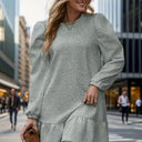 Chic Women's Puff Sleeve Ruffle Sweat Dress