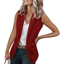 Chic Women's Sleeveless Blazer with Stylish Pockets