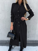 Chic Women's Wrap Shirt Dress with Button Placket