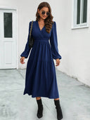Chic Women's Long Sleeve Wrap Dress with Flared Skirt