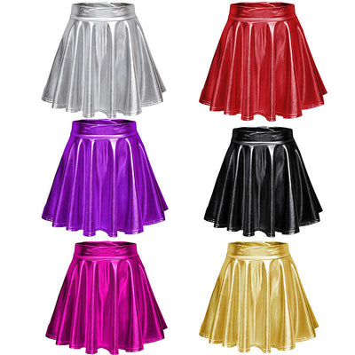Women's Glossy Sheath Dress with Flared Hem
