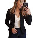 Chic Slim-Fit Blazer with Open Collar & Long Sleeves