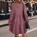 Women's Stylish Dress with Ruffled Hem and Puffed Sleeves