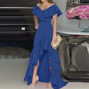 Women's Evening Dress with Ruffle Accents and Asymmetrical Hem