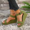 Adjustable Women's Wedge Sandals with Non-Slip Sole