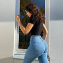 Women's High-Waisted Bootcut Denim Trousers