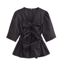 Chic Blouse with Bow Accents for Women