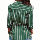 Stylish Vertical Striped Women's Blouse with Pocket