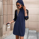 Women's Hooded Dress with Lace Sleeves