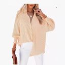 Trendy Ruffled Sleeve Blouse with Striped Design for Women