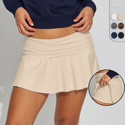 Women's Pleated Short Skirt with Stretchy Waist