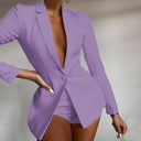 Chic Women's Blazer Jumpsuit with V-Neck Design