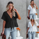 Women's Deep V-Neck Loose Fit Blouse