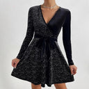 Chic Glittering Wrap Cocktail Dress for Women