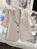 Women's Short-Sleeved Blazer Jacket in Chic Fabric