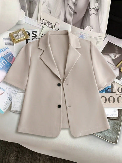 Women's Short-Sleeved Blazer Jacket in Chic Fabric