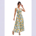 Chic Women's Geometric Maxi Dress with V-Neck