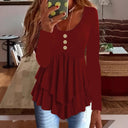Chic Layered Long Sleeve Blouse with Button Accents