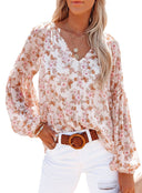 Floral V-Neck Blouse for Women