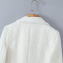 Textured Fabric Double-Breasted Blazer Jacket for Women