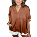 Chic V-Neck Blouse with Short Sleeves