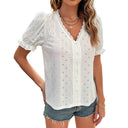 Embroidered Women's Blouse with Trendy Puff Sleeves