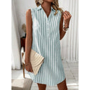 Chic Striped Button-Up Shirt Dress for Women