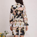 Chic Women's Bow Collar Dress with Tie Belt
