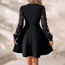 Chic Women's Dress with Lace Sleeves