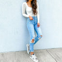 High-Waisted Ripped Skinny Jeans for Women