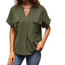 Women's Stylish V-Neck Blouse with Pockets