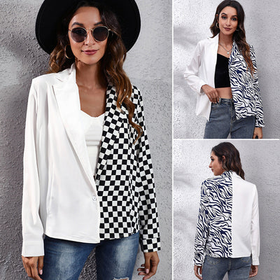 Chic Asymmetrical Check Blazer for Women