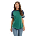 Striped Women's T-Shirt with Contrast Sleeves