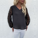 Chic Women's Blouse with Puff Sleeves and Textured Design
