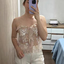 Chic Sequin and Ruffle Blouse for Women