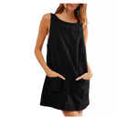 Jersey Dress with Pockets and Round Neck for Women