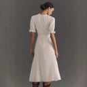 Stylish Midi Dress with Puff Sleeves and Button Placket