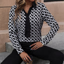 Graphic Tie-Closure Blouse for Women