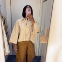 Voluminous Sleeve Women's Cropped Blouse