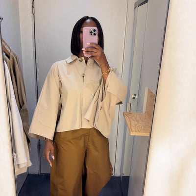 Voluminous Sleeve Women's Cropped Blouse