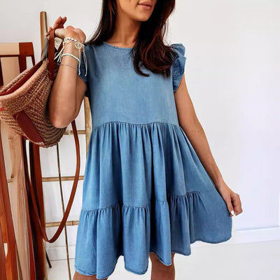 Women's Ruffle Dress with Voluminous Skirt in Premium Fabric