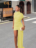Women's Asymmetrical Mini Dress with Chic Drapé Design