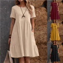 Chic Cotton Dress with Pockets and Ruffles