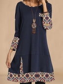 Artistic Women's Tunic Dress with Unique 3/4 Sleeves