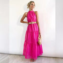 Chic Women's High Neck Tiered Maxi Dress