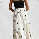 Chic Polka Dot Maxi Dress with Strapless Design
