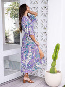 Chic V-Neck Beach Dress with Side Slit