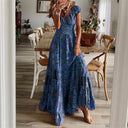 Bohemian Maxi Dress with Flared Hem