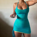 Chic Women's Dress with Side Ruching & Adjustable Straps